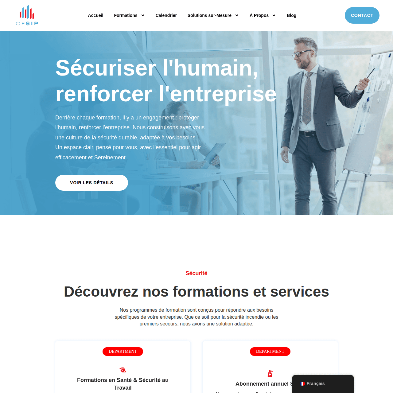 OFSIP training booking platform showing course schedule