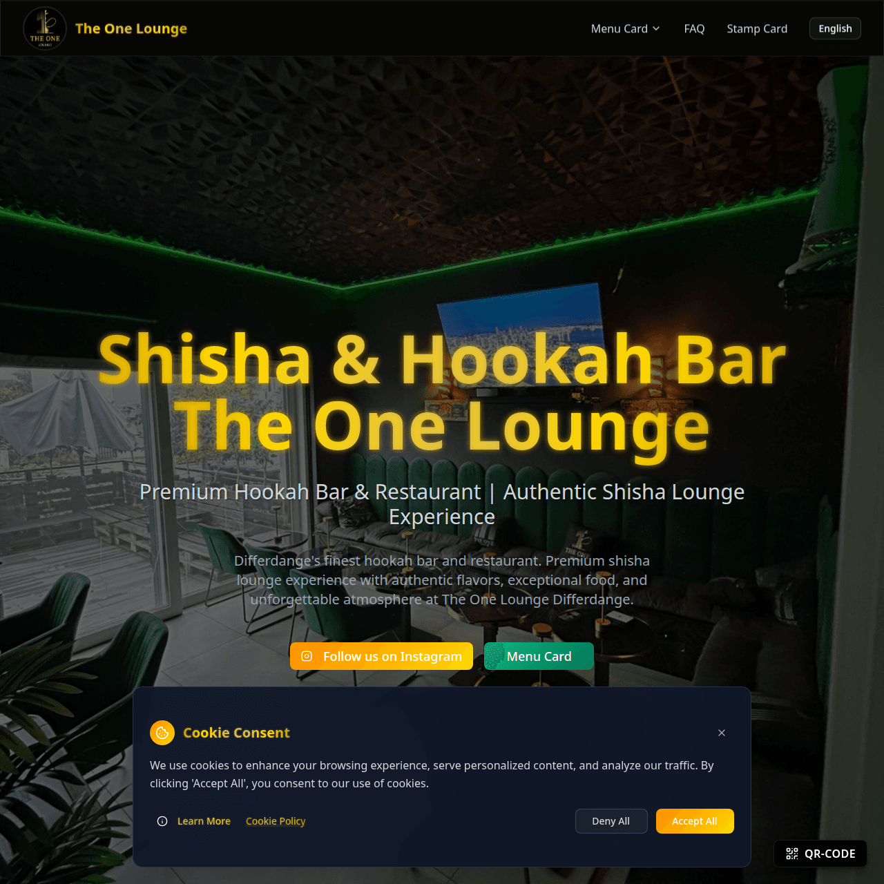 The One Lounge digital menu and loyalty interface